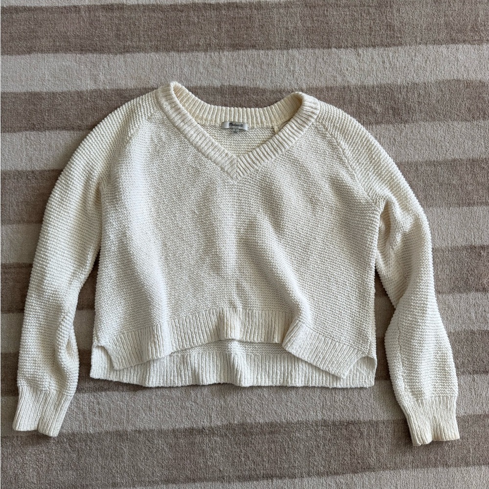 Madewell Chunky V-Neck Cropped Sweater